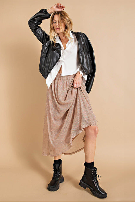 Luxe Pleats Fabrication Elastic Waistband Great Everywhere Skirt