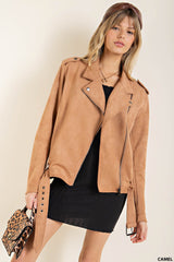 Soft, Light, Cozy Techno Suede Moto Jacket