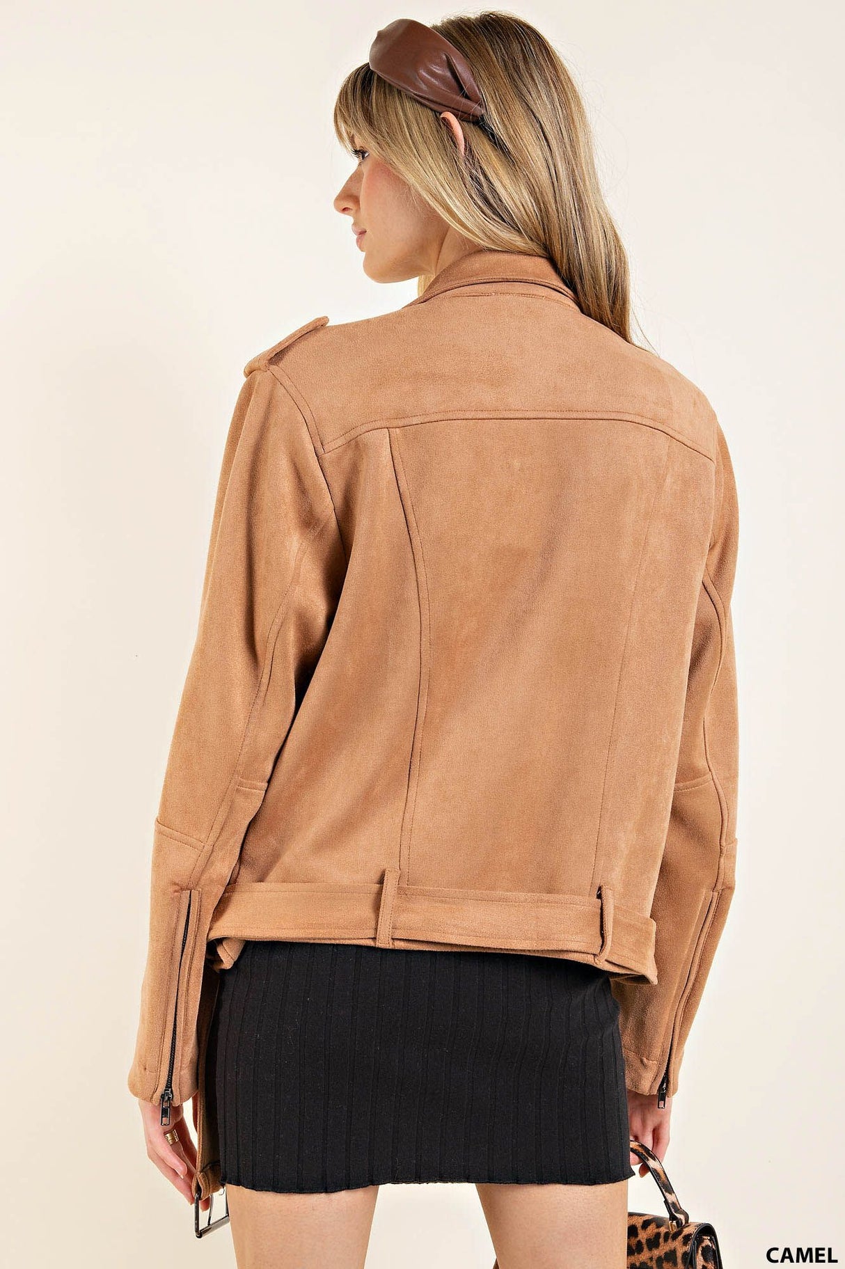 Soft, Light, Cozy Techno Suede Moto Jacket