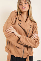 Soft, Light, Cozy Techno Suede Moto Jacket