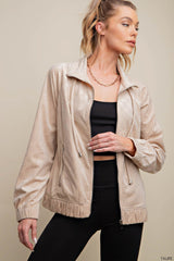 Check Burn Out Velvet Fabric Bomber Jacket