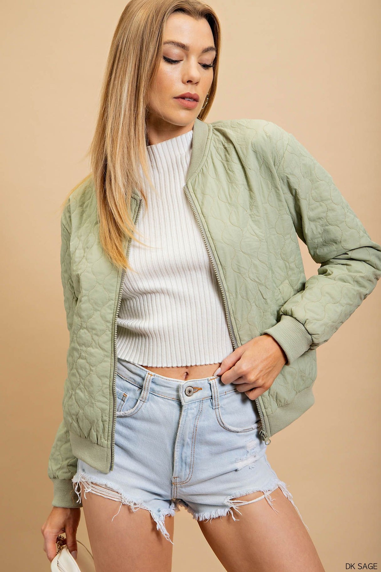 Wave Quilt Bomber Jacket