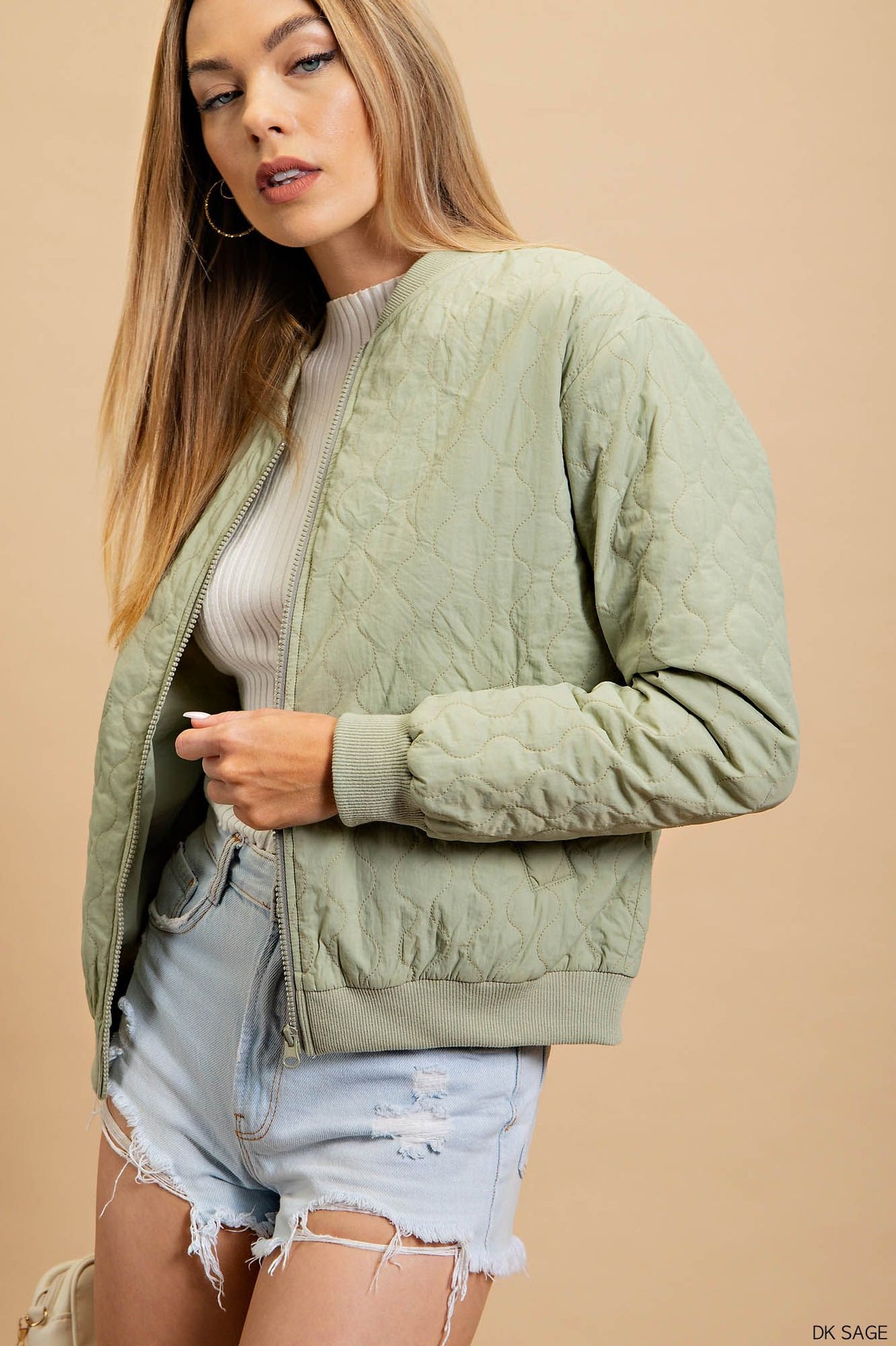 Wave Quilt Bomber Jacket