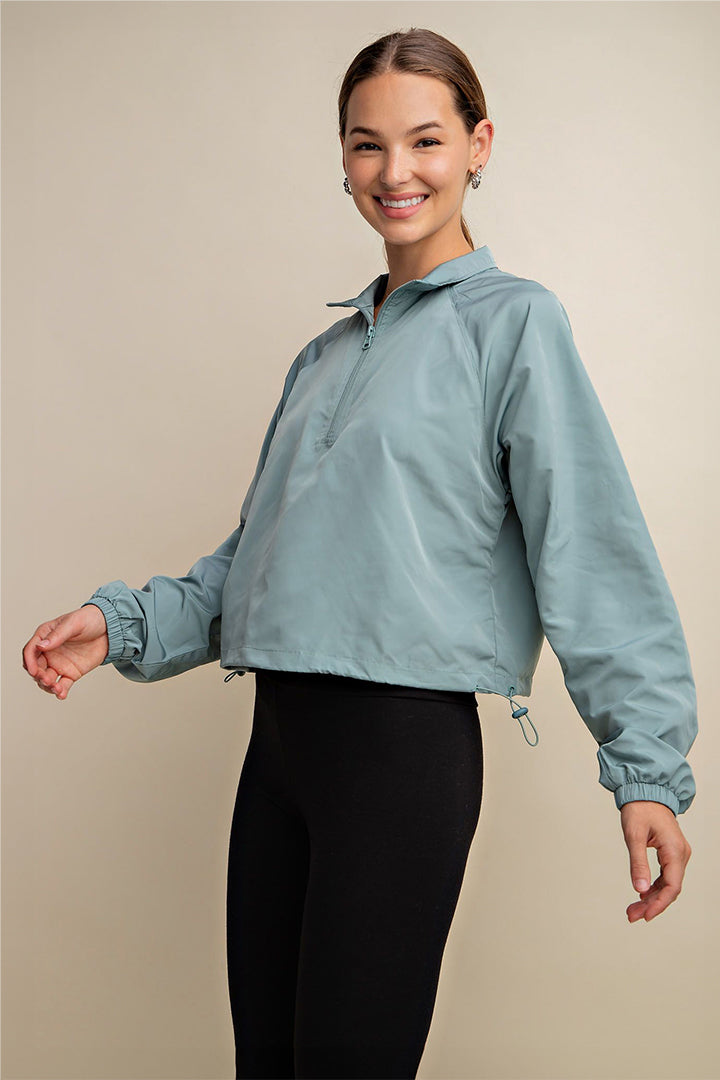 Waterproof Soft Fabric Half Zipper Wind Crop Jacket