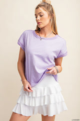 Comfy And Casual Short Sleeves Ribbed T-Shirt