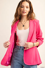 Essential Crepe Fabric Lined Cinch Sleeves Blazer