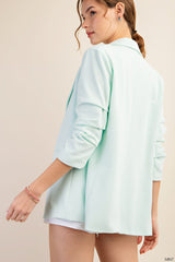 Essential Crepe Fabric Lined Cinch Sleeves Blazer