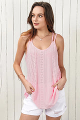 Eyelet Strappy Scoop-Neck Tank Top