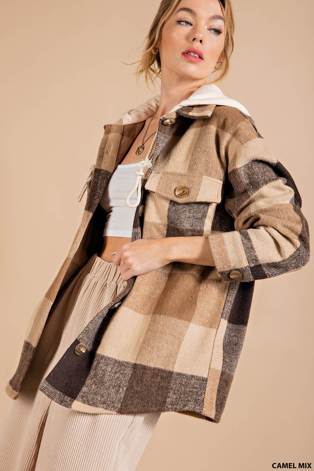 Hooded Plaid Flannel Jacket