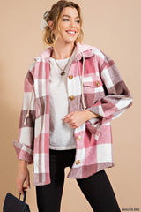 Hooded Plaid Flannel Jacket