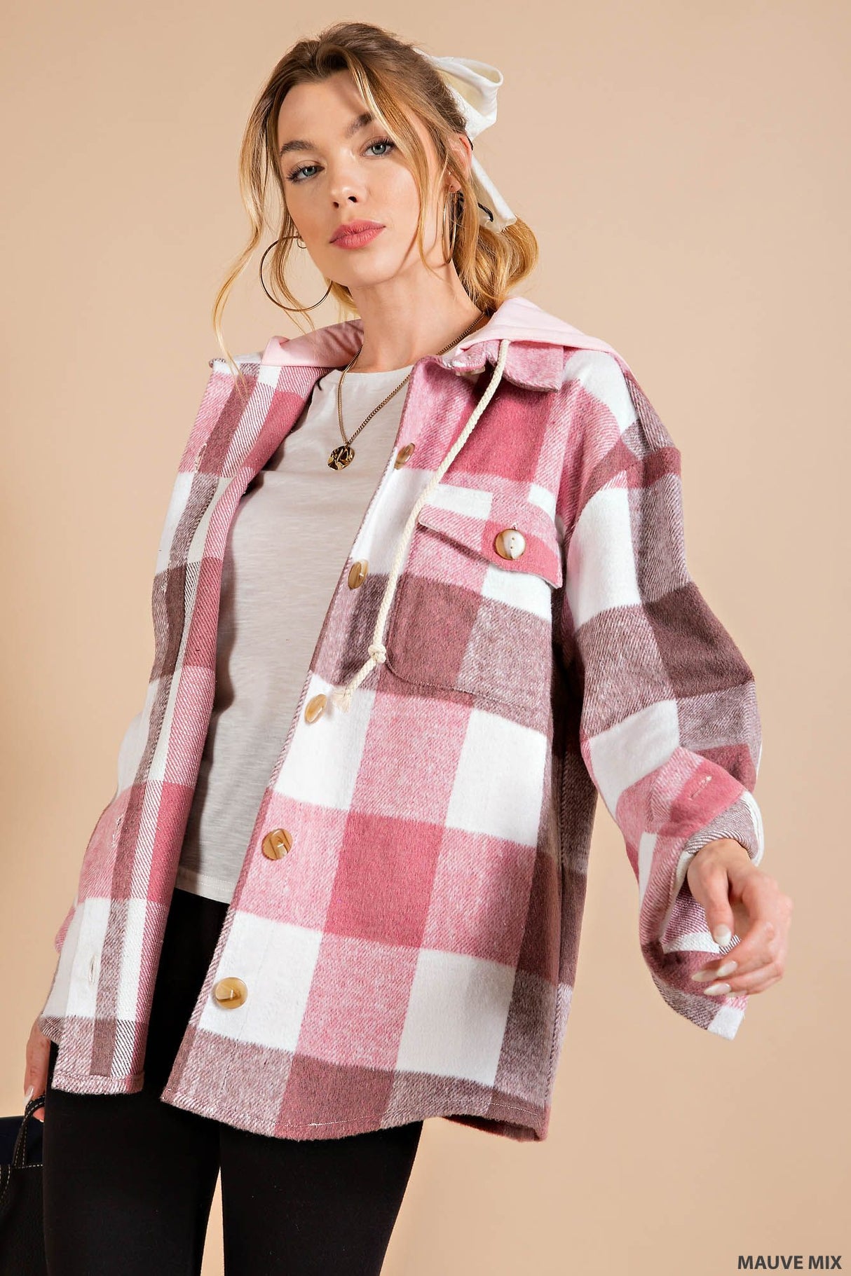 Hooded Plaid Flannel Jacket