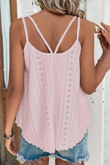 Eyelet Strappy Scoop-Neck Tank Top