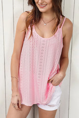 Eyelet Strappy Scoop-Neck Tank Top