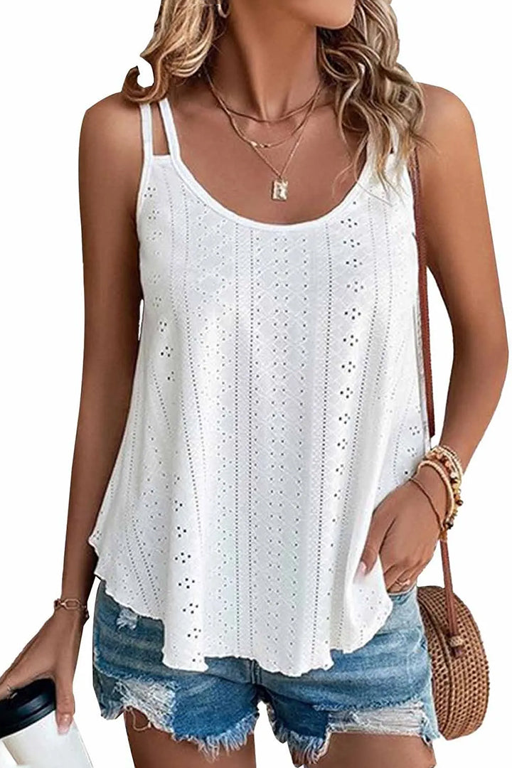 Eyelet Strappy Scoop-Neck Tank Top