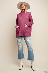 Cowl Neck Pancho Sweater with Pocket