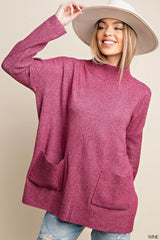 Cowl Neck Pancho Sweater with Pocket