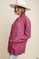 Cowl Neck Pancho Sweater with Pocket