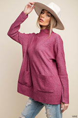 Cowl Neck Pancho Sweater with Pocket