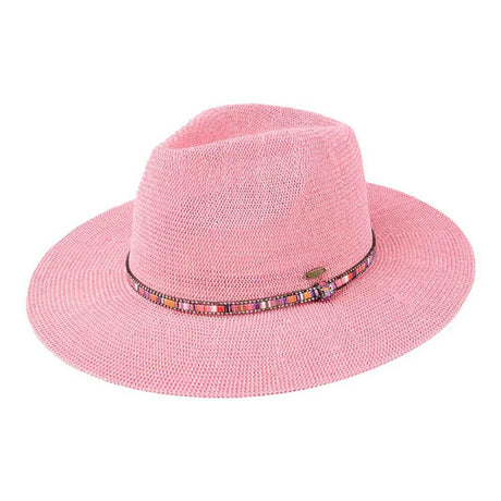 Panama Hat with Multi Thread and Rhinestone Trim Band