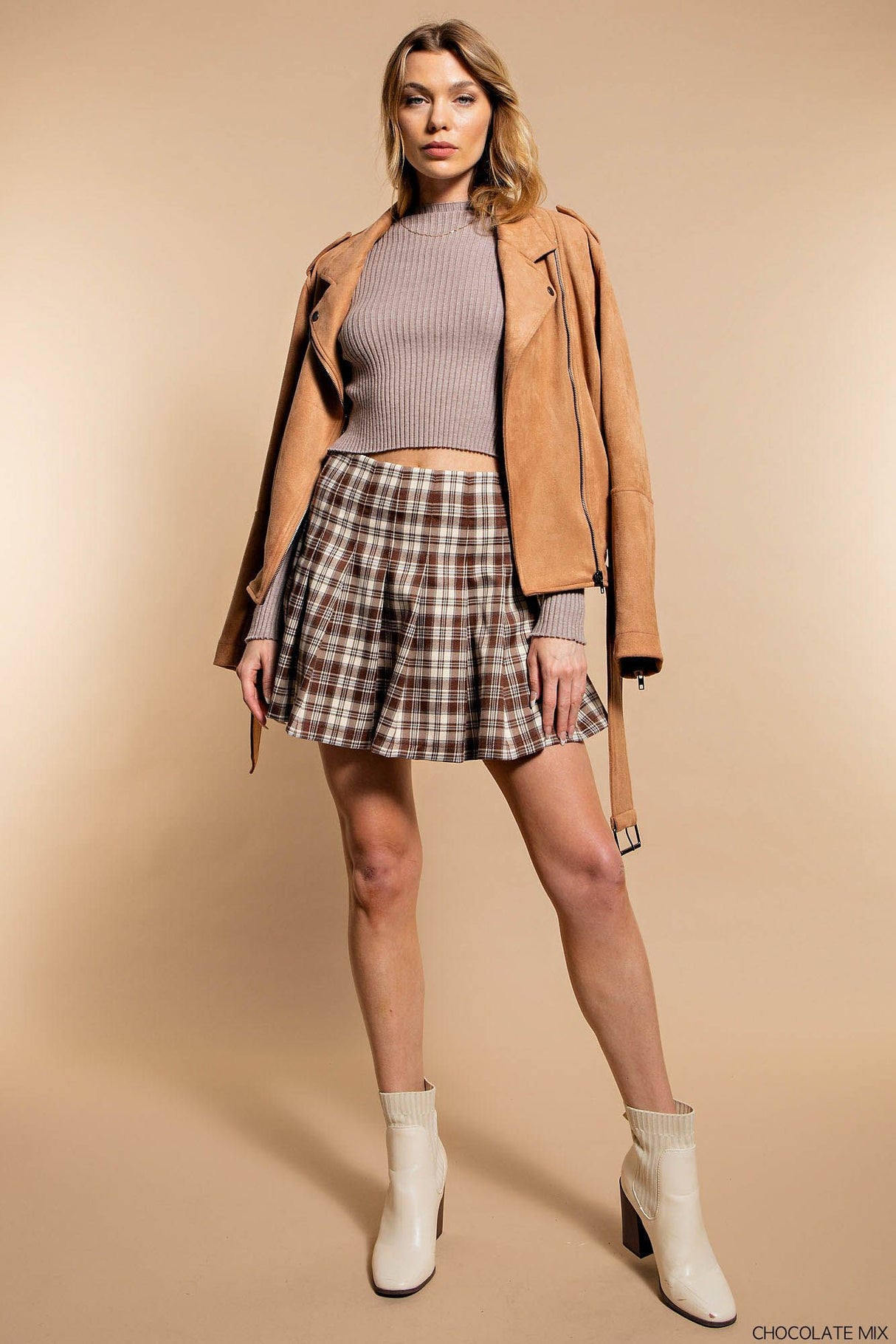 Pleated Plaid Mini Skirt