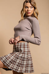 Pleated Plaid Mini Skirt