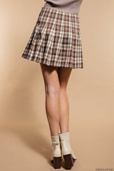 Pleated Plaid Mini Skirt