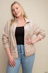 Check Burn Out Velvet Fabric Bomber Jacket