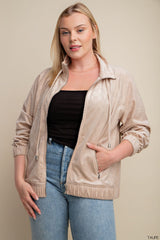 Check Burn Out Velvet Fabric Bomber Jacket