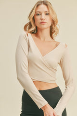 Long Sleeve Cut Out Wrap Top