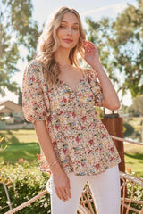 Floral Printed Woven Peplum Top