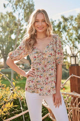 Floral Printed Woven Peplum Top