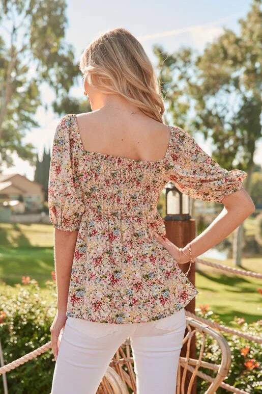 Floral Printed Woven Peplum Top