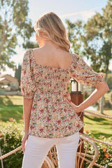 Floral Printed Woven Peplum Top