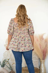 Floral Printed Woven Peplum Top