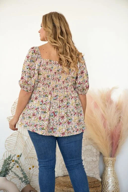 Floral Printed Woven Peplum Top