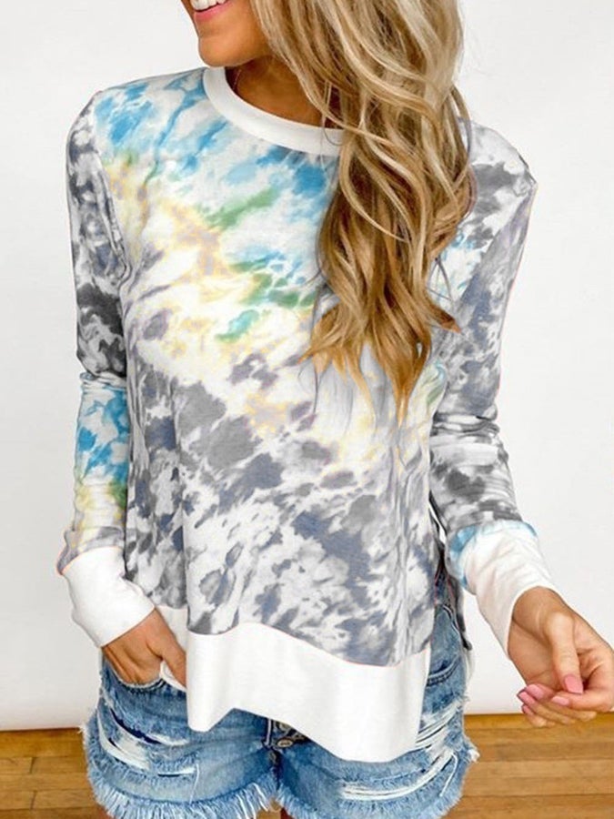 Split Hi-Lo Tie Dye Long Sleeve