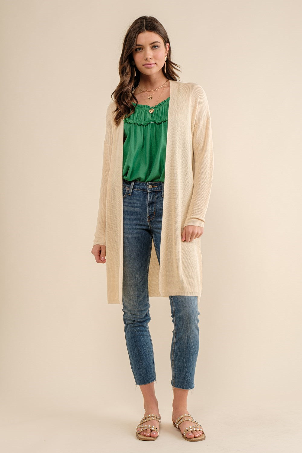 Knit Cardigan With High Side Slit Detail