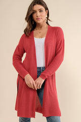 Knit Cardigan With High Side Slit Detail