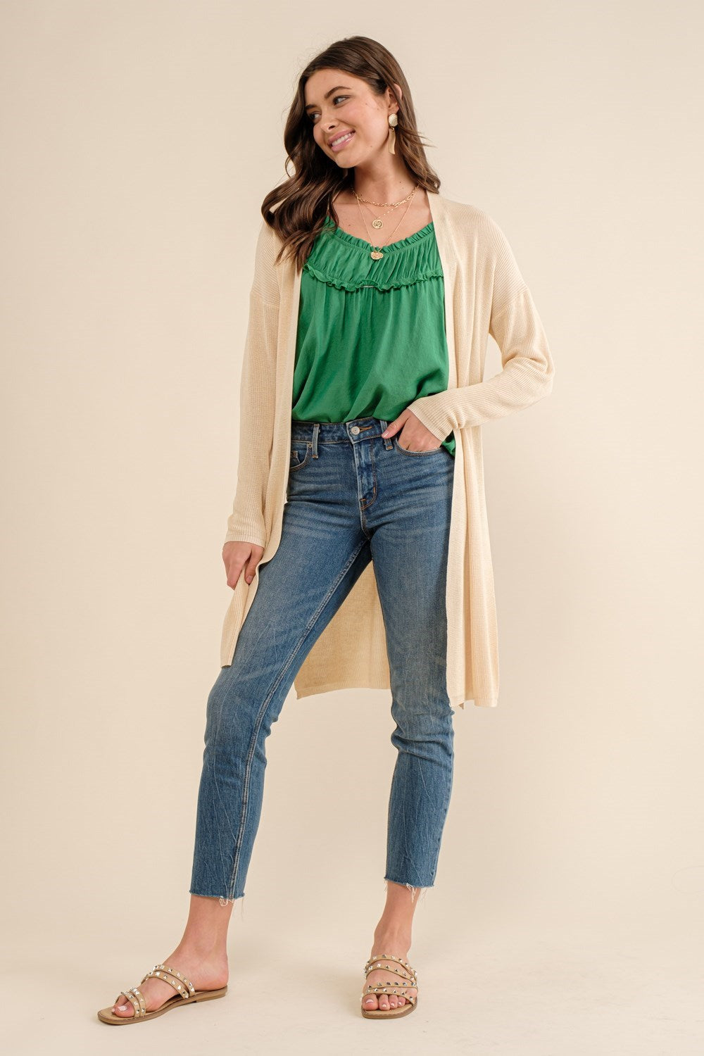 Knit Cardigan With High Side Slit Detail