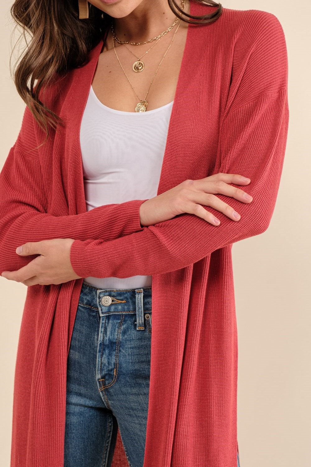 Knit Cardigan With High Side Slit Detail