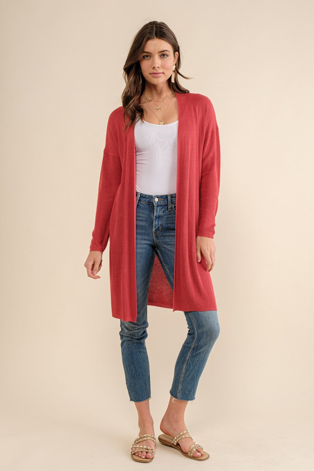 Knit Cardigan With High Side Slit Detail