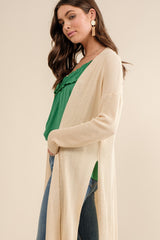 Knit Cardigan With High Side Slit Detail