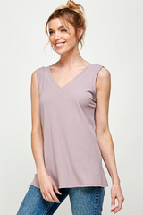 Solid Rib V-Neck Tank