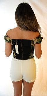 Jacquard Cap Sleeve Bustier