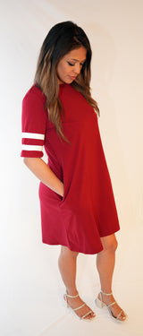 Stripe Sleeve Pocket Smock Dress