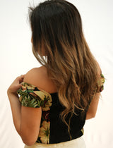 Jacquard Cap Sleeve Bustier