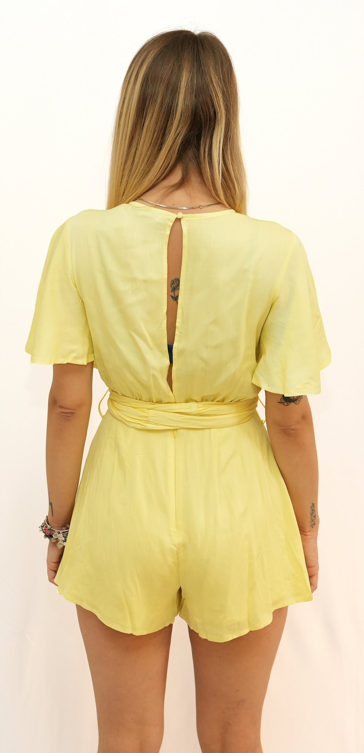 Rules of Romance Flutter Sleeve Tie-Back Romper