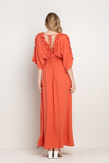 Ruffled Surplice Maxi Dress