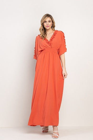 Ruffled Surplice Maxi Dress