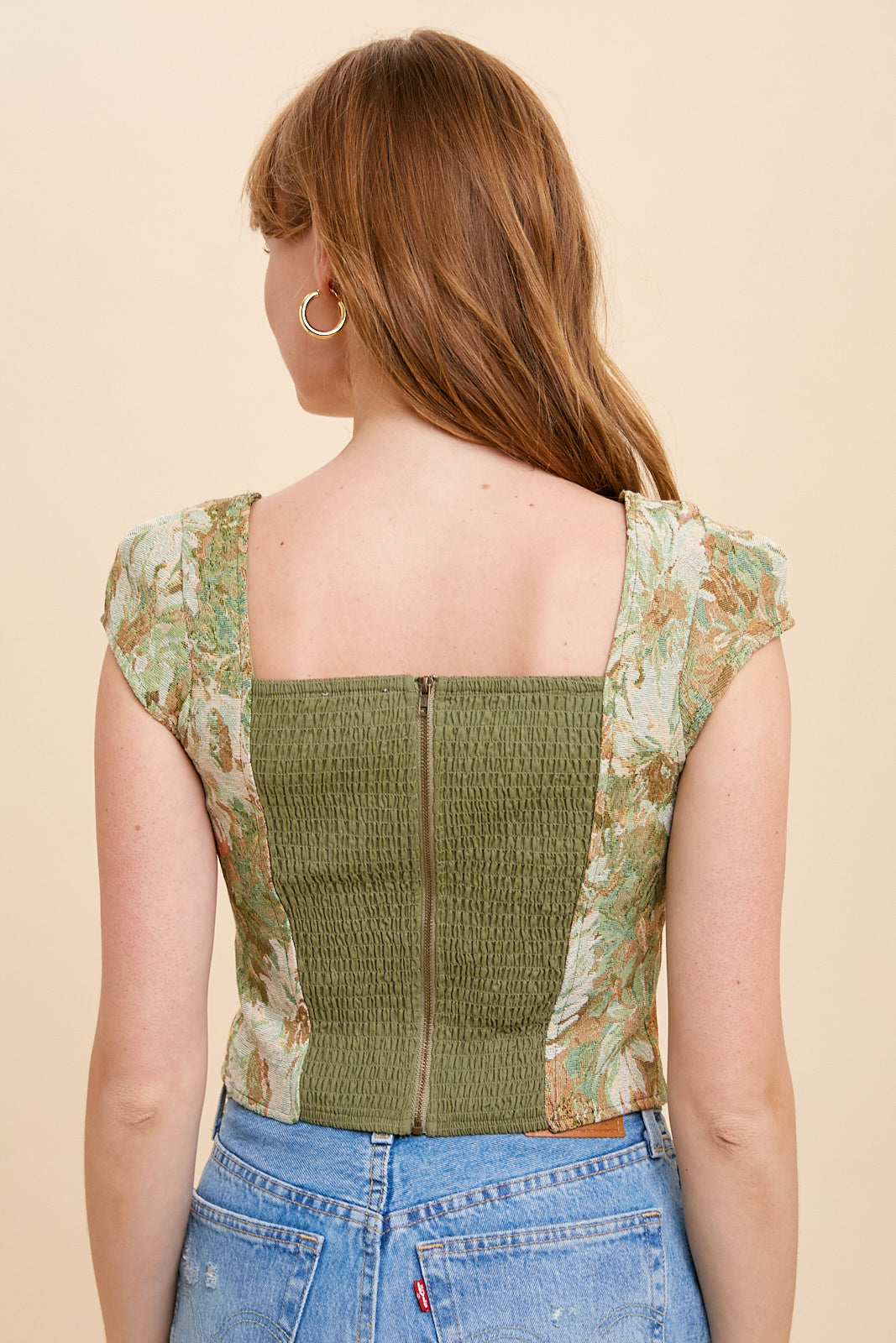 Jacquard Cap Sleeve Bustier